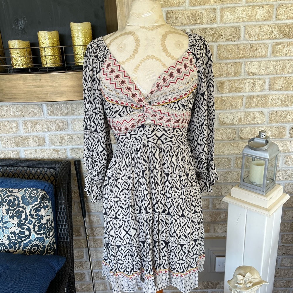 Angie 3/4 sleeve boho print dress size S